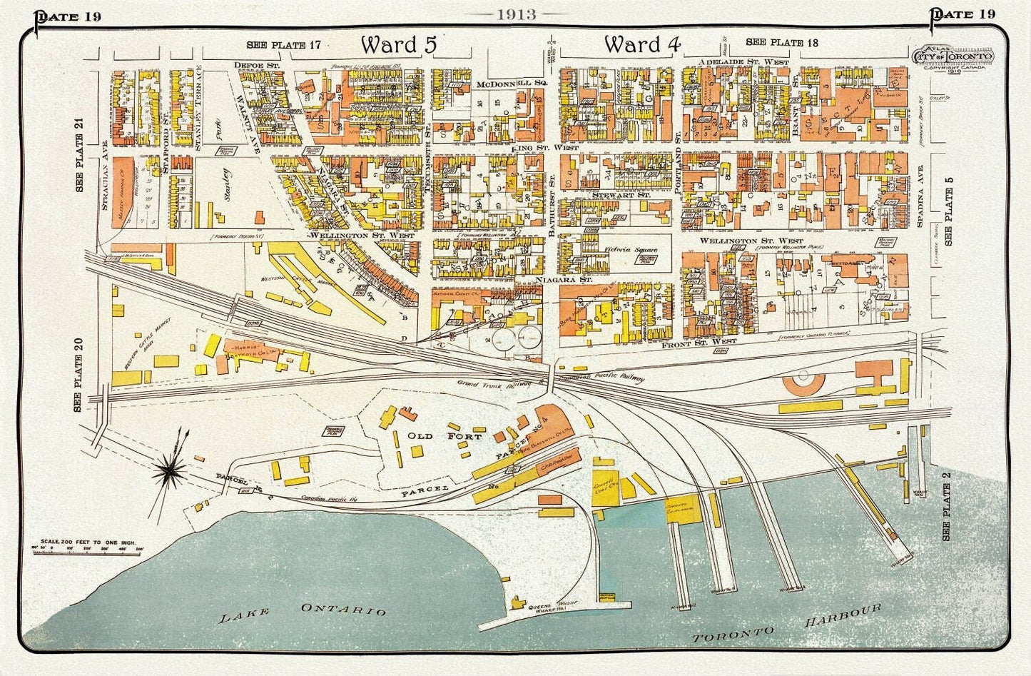 Plate 19 Toronto West ,Waterfront, Bathurst, 1913 - The Map Chest