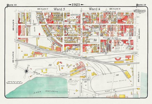 Plate 19, Toronto West, Waterfront, Foot of Bathurst St., 1923, Map on heavy cotton canvas, 18x27in. approx. - The Map Chest