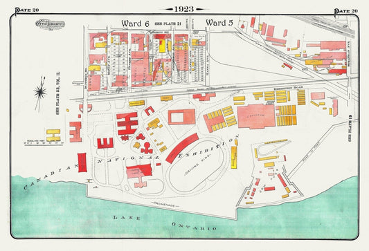 Plate 20, Toronto West, Canadian National Exhibition Grounds, 1923, Map on heavy cotton canvas, 18x27in. approx. - The Map Chest