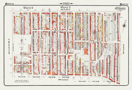 Plate 24, Toronto West, Bloorcourt, Dufferin Grove & Brockton, 1923, Map on heavy cotton canvas, 18x27in. approx. - The Map Chest
