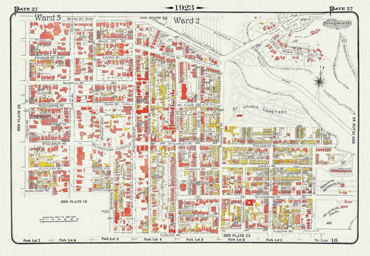 Plate 27, Toronto Downtown East, St. James, Cabbagetown, 1923, Map on heavy cotton canvas, 18x27in. approx. - The Map Chest