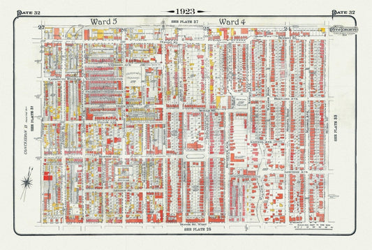 Plate 32, Toronto West, Bloorcourt, Seaton Village, Annex , 1923, Map on heavy cotton canvas, 18x27in. approx. - The Map Chest