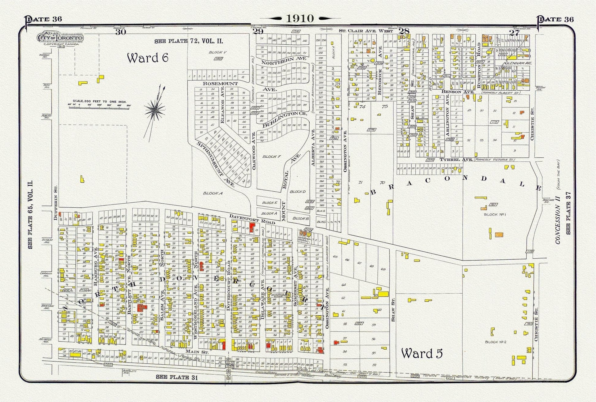 Plate 36, Toronto Northwest, North Dovercourt & Brackondale, 1910 - The Map Chest