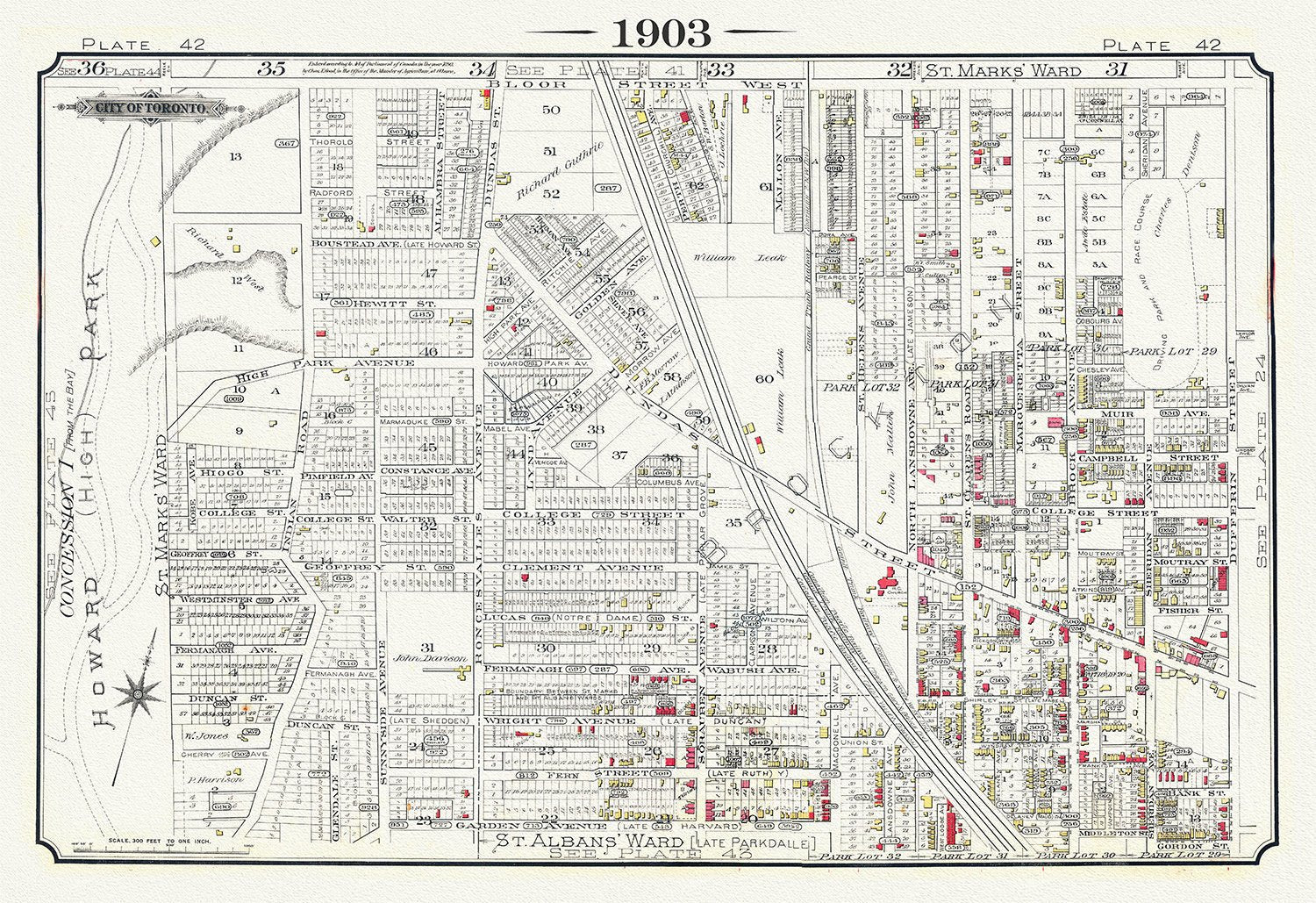 Plate 42, Toronto West, High Park to Brockton, Roncesvalles Village, 1903 Version I - The Map Chest