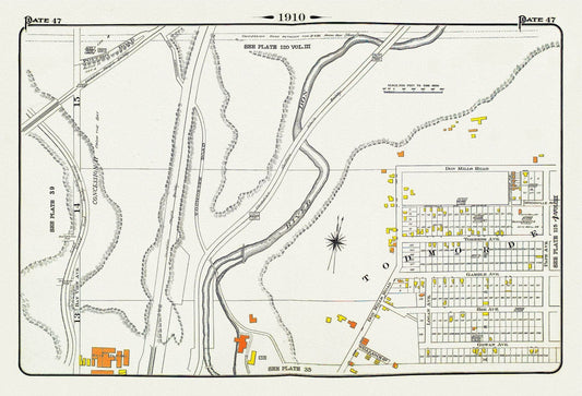 Plate 47, Toronto East York, Todmorden, 1910 , map on heavy cotton canvas, 20 x 30" approx. - The Map Chest