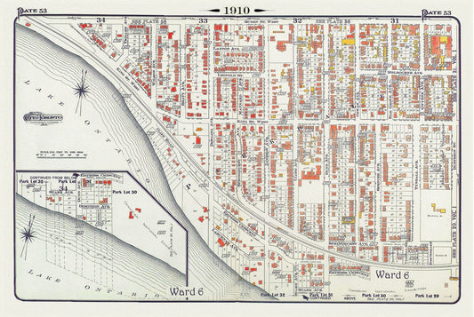 Plate 53, Toronto West, Parkdale South & West, 1910, map on heavy cotton canvas, 20 x 30" approx. - The Map Chest