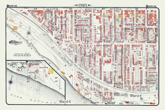 Plate 53, Toronto West, Parkdale South & West, 1923, Map on heavy cotton canvas, 18x27in. approx. - The Map Chest