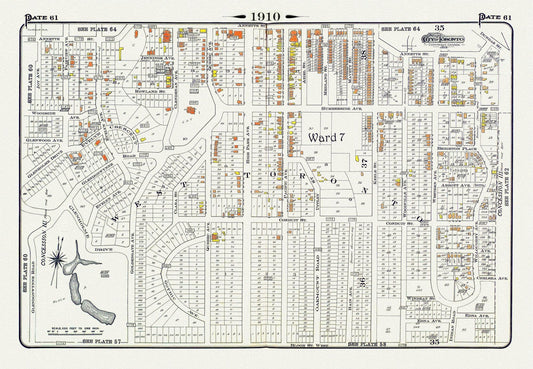 Plate 61, Toronto West, High Park North, 1910 , map on heavy cotton canvas, 20 x 30" approx. - The Map Chest