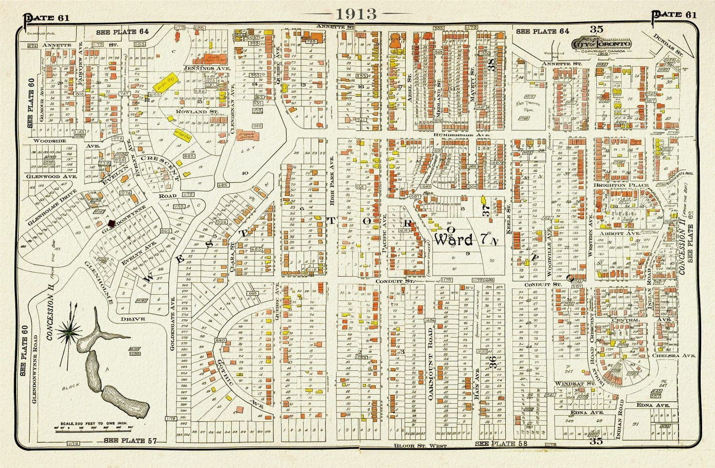 Plate 61, Toronto West, High Park North to Junction, 1913 - The Map Chest