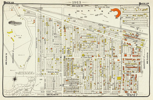 Plate 63, Toronto West, The Junction East to Runnymede, 1913, map on heavy cotton canvas, 20 x 30" or 50 x 75cm. approx. - The Map Chest