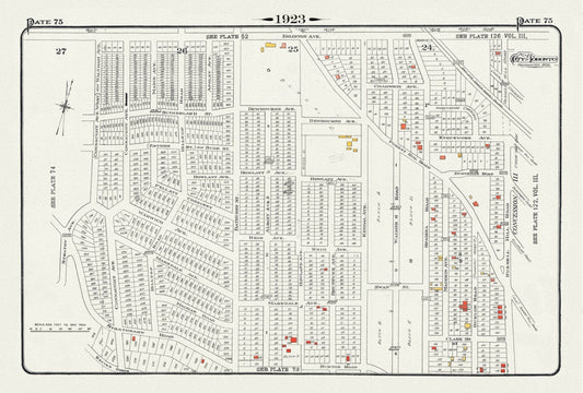 Plate 75, Toronto Uptown West, Forrest Hill at Bathurst Street, 1923, Map on heavy cotton canvas, 18x27in. approx. - The Map Chest