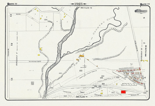 Plate 77, Toronto West and North, Lambton, 1923, Map on heavy cotton canvas, 18x27in. approx. - The Map Chest