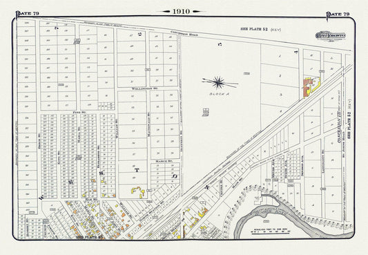 Plate 79, Toronto North West, Weston, 1910 , map on heavy cotton canvas, 20 x 30" approx. - The Map Chest