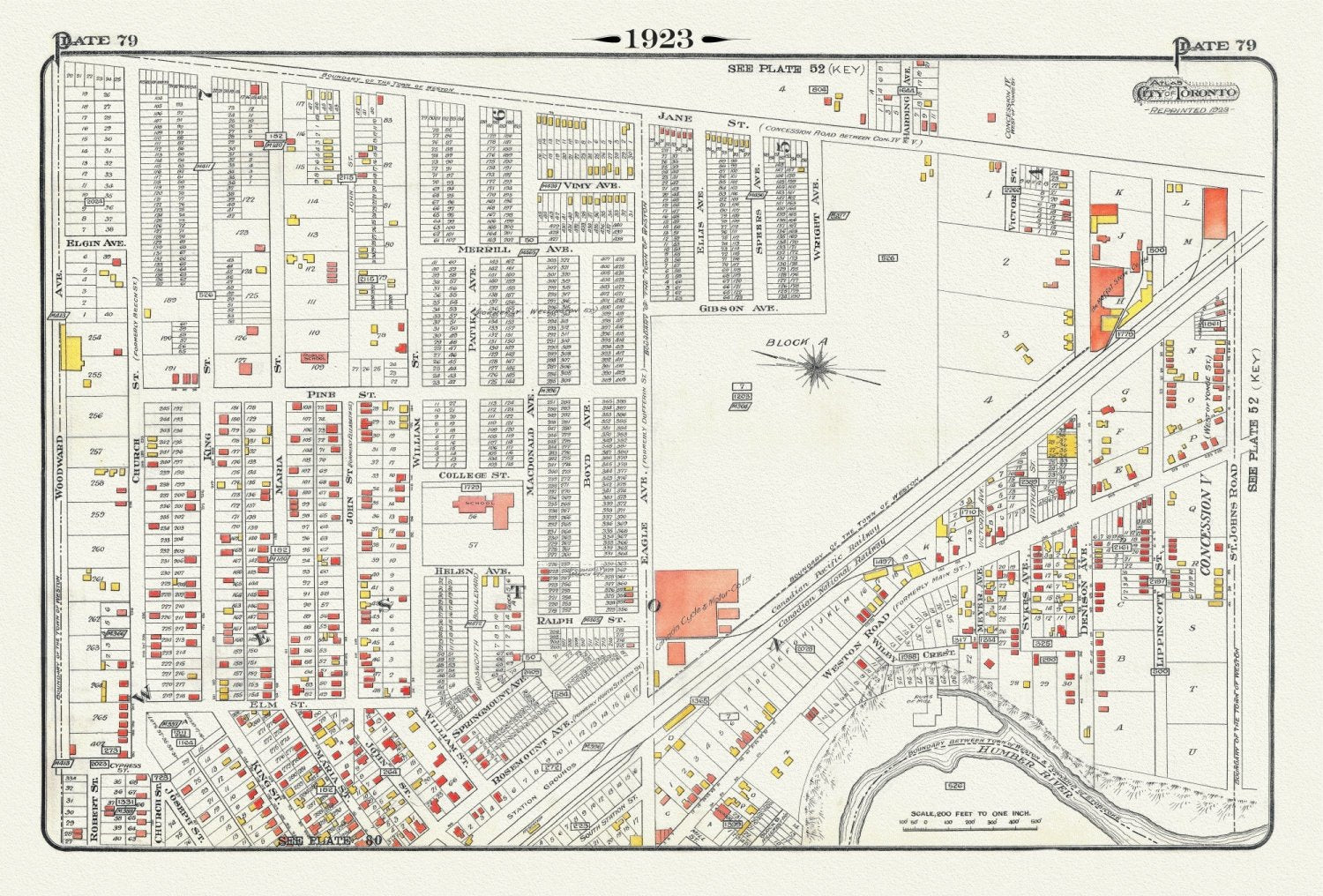 Plate 79, Toronto North West, Weston, 1923, Map on heavy cotton canvas, 18x27in. approx. - The Map Chest