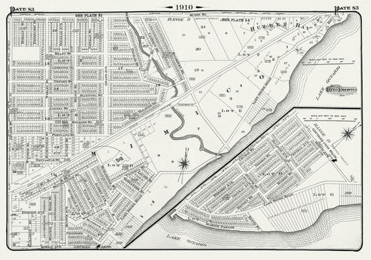 Plate 83, Toronto West, Mimico & Humber Bay, 1910, map on heavy cotton canvas, 20 x 30" approx. - The Map Chest