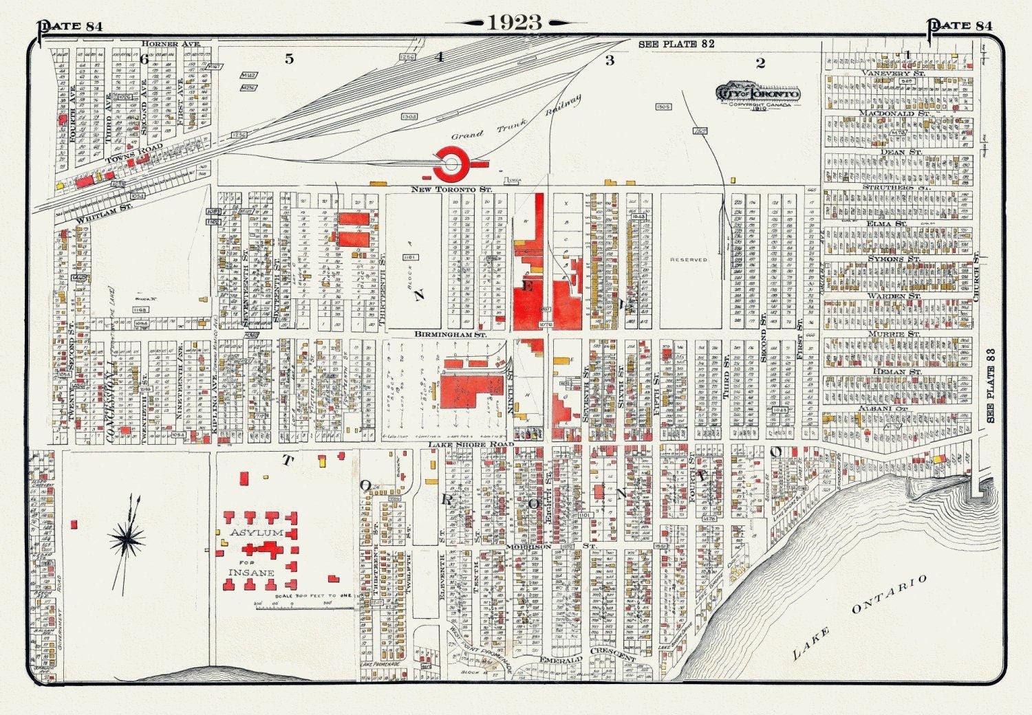 Plate 84, Toronto West, New Toronto, 1923, Map on heavy cotton canvas, 18x27in. approx. - The Map Chest