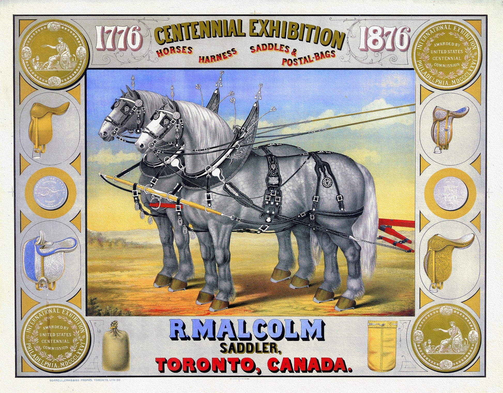 Poster, Centennial Exhibition, R. Malcolm, Sadler, Toronto, 1876 - The Map Chest
