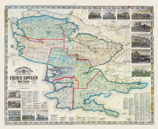 Prince Edward County, 1863, Tremaine auth., 1863, map on heavy cotton canvas, 50 x 70cm, 20 x 25" approx. - The Map Chest