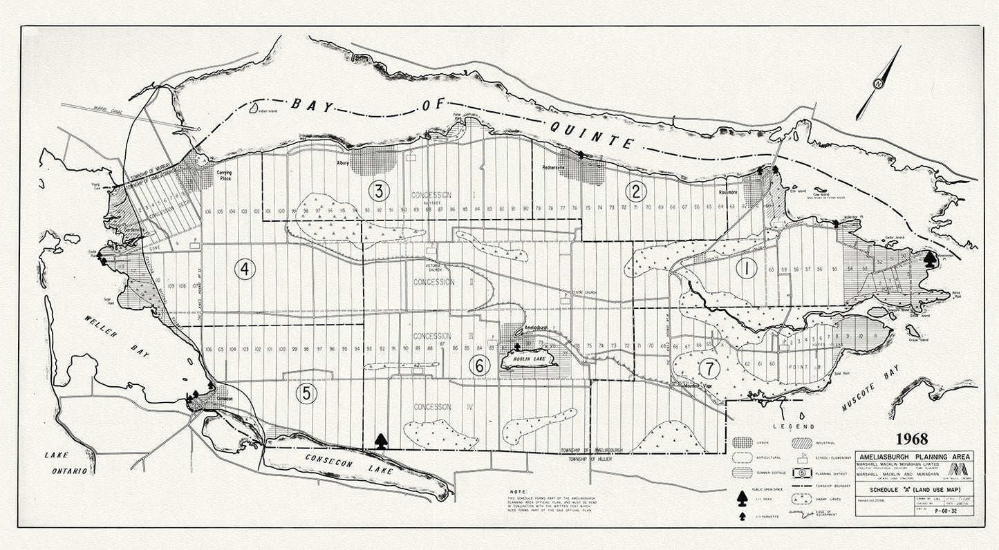 Prince Edward County, Ameliasburgh planning area, 1968, map on heavy cotton canvas, 45 x 65 cm, 18 x 24" approx. - The Map Chest
