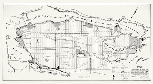 Prince Edward County, Ameliasburgh planning area, 1968, map on heavy cotton canvas, 45 x 65 cm, 18 x 24" approx. - The Map Chest