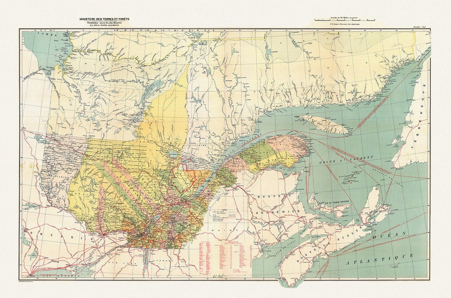 Québec, South Sheet, 1914 , map on durable cotton canvas, 50 x 70 cm, 20 x 25" approx. - The Map Chest