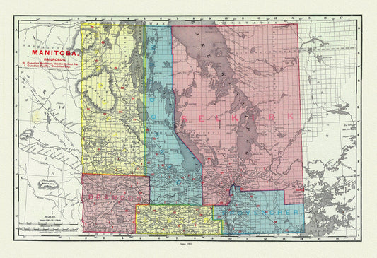 Rand McNally and Company, Manitobe ,1903 , map on durable cotton canvas, 50 x 70 cm, 20 x 25" approx. - The Map Chest