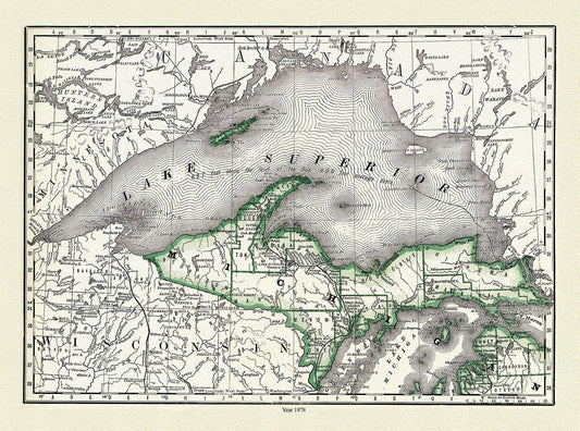 Rand, McNally & Co., Lake Superior and Northern Michigan, 1878, - The Map Chest
