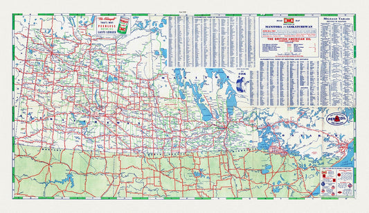 Road Map of the Provinces of Manitoba and Saskatchewan, 1940 Sheet 2 - The Map Chest