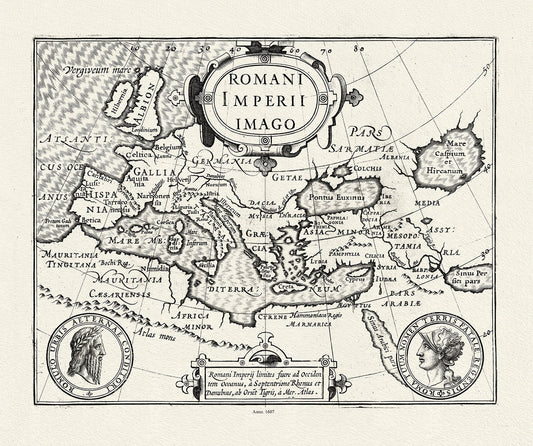 Romani Imperii Imago, 1607, (The Roman Empire), map on heavy cotton canvas, 22x27" approx. - The Map Chest