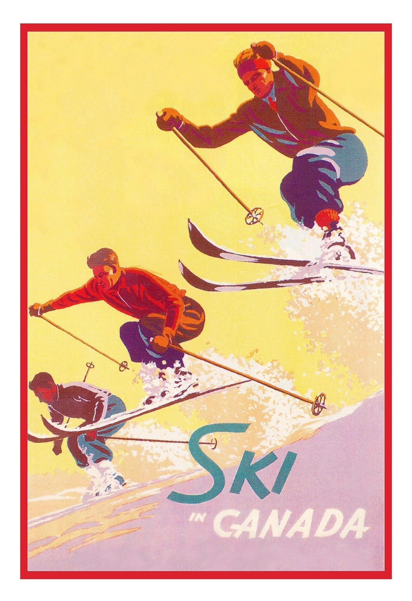 Ski in Canada! Ver. III , travel poster on heavy cotton canvas, 20x25" approx. - The Map Chest