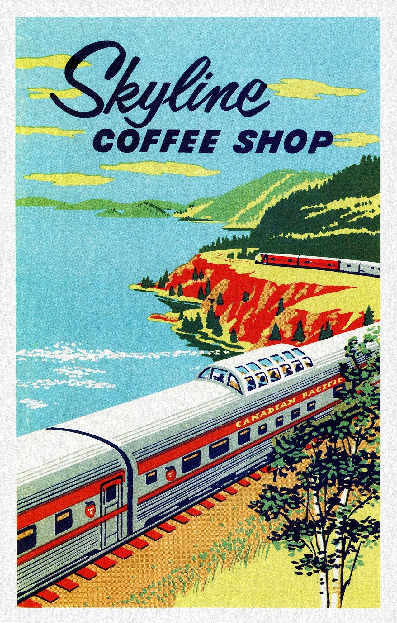Skyline Coffee Shop, Canadian Pacific Railways, on heavy cotton canvas, 22x27" approx. - The Map Chest