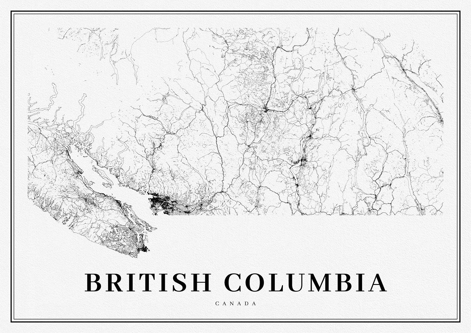 Southern British Columbia, A Modern Map, Ver. I, map on heavy cotton canvas, 50 x 70cm, 20 x 25" approx. - The Map Chest