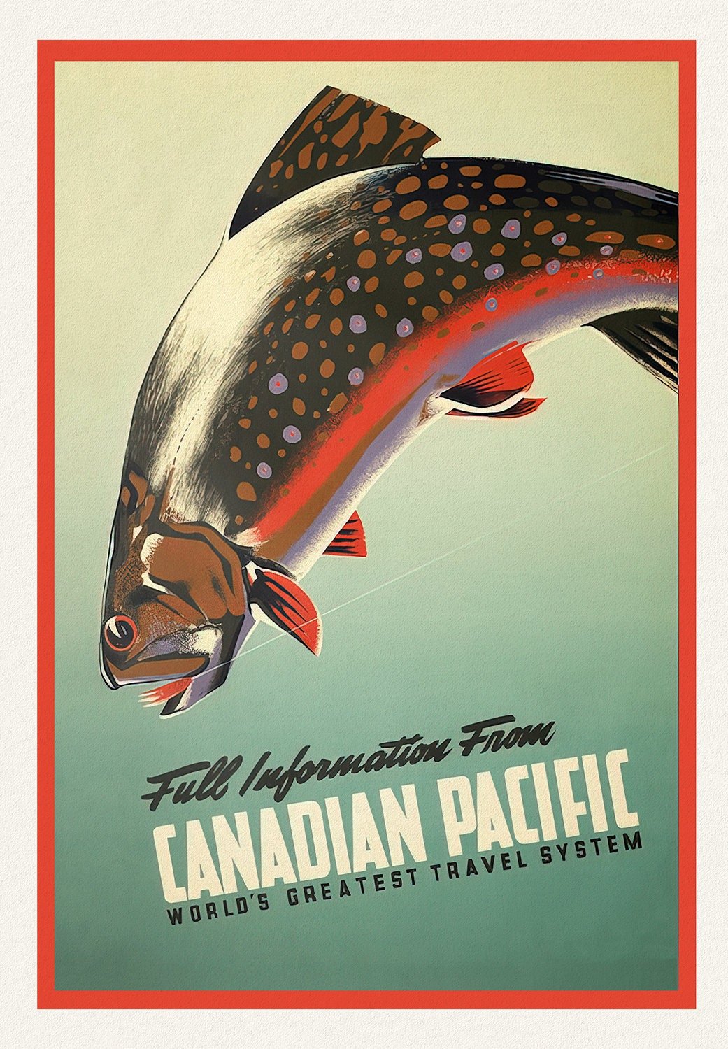 Sport Fishing, Canadian Pacific, The World's Greatest Travel System, 1942, poster on heavy cotton canvas, 45 x 65 cm, 18 x 24" approx. - The Map Chest