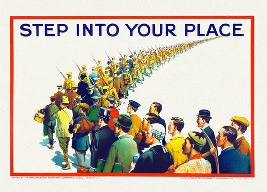 Step Into Your Place! , vintage war poster on durable cotton canvas, 50 x 70 cm, 20 x 25" approx. - The Map Chest