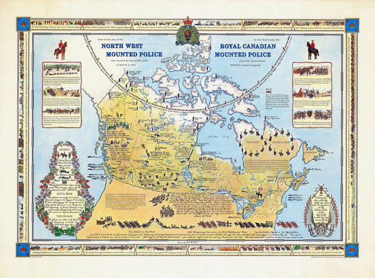 The North West Mounted Police ( Royal Canadian Mounted Police), 196, on heavy cotton canvas, 22x27" - The Map Chest