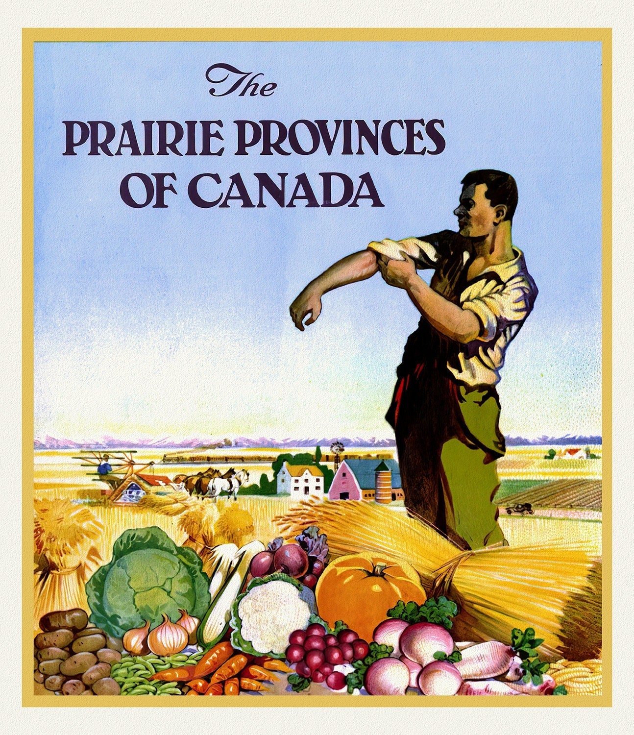 The Prairie Provinces of Canada, travel poster reprinted on durable cotton canvas, 50 x 70 cm, 20 x 25" approx. - The Map Chest