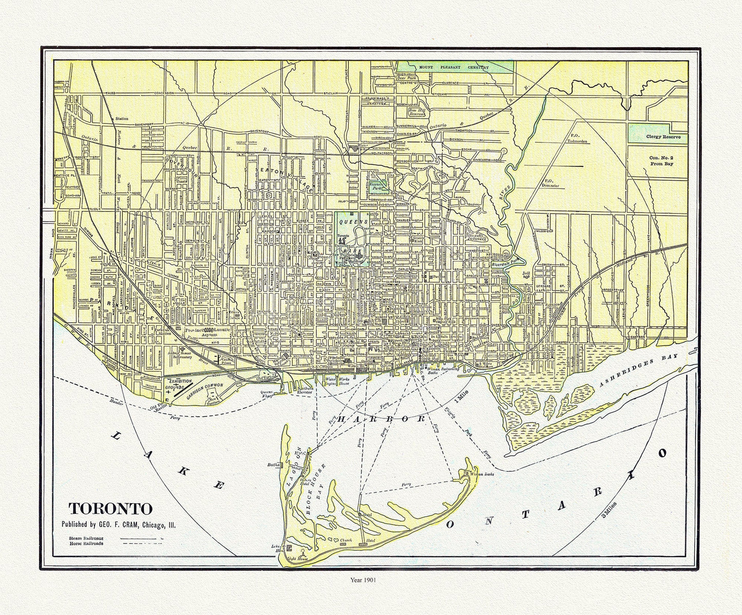 Toronto: Cram et Murray, 1901 , map on heavy cotton canvas, 22x27" approx. - The Map Chest