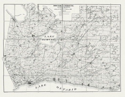 Toronto: Diocese of Toronto, 1883 , map on heavy cotton canvas, 22x27" approx. - The Map Chest