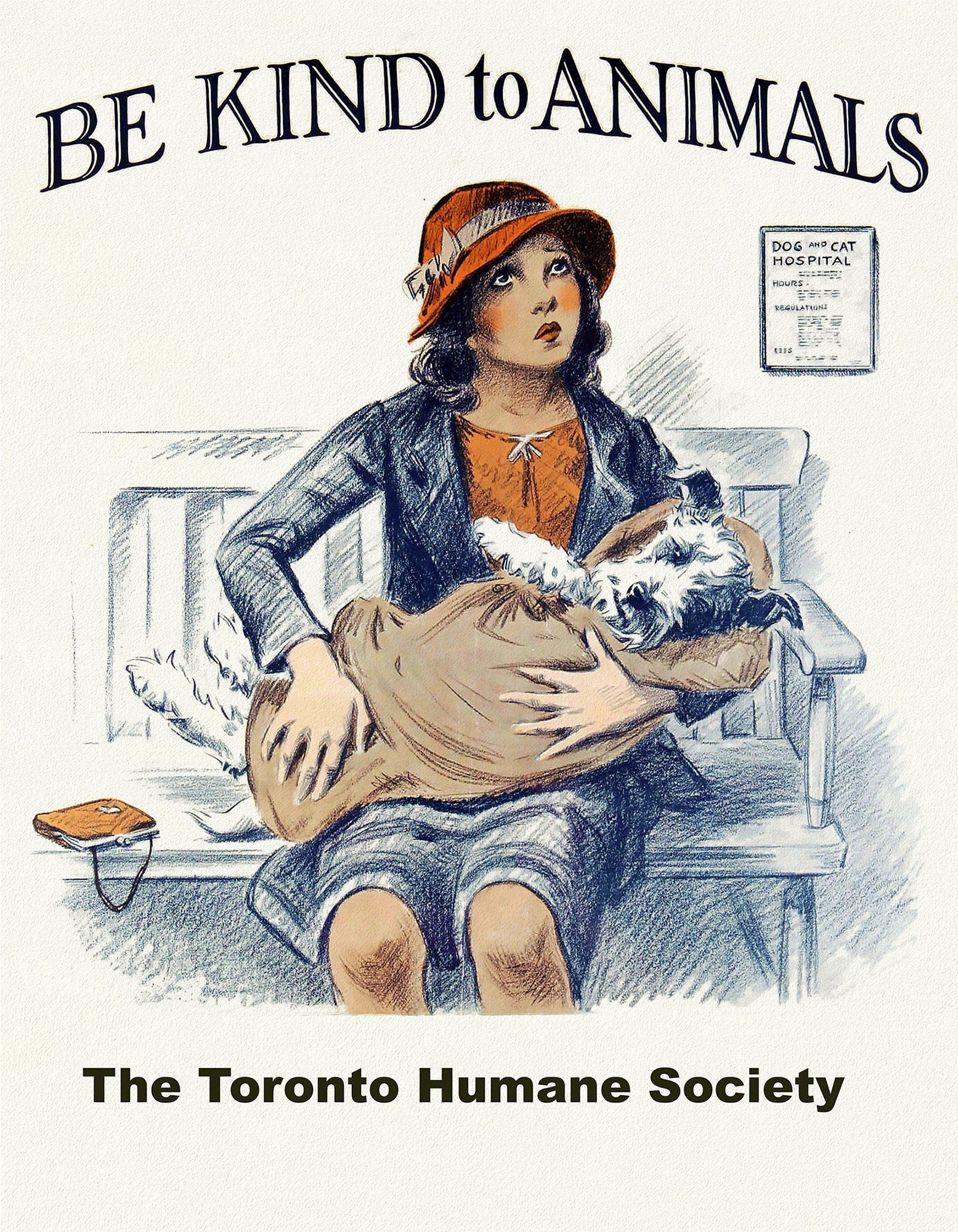 Toronto Humane Society, Be Kind to Animals Ver. III , vintage poster on heavy cotton canvas, 20x25" approx. - The Map Chest