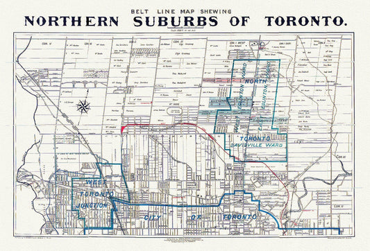 Toronto: Unwin Foster & Proudfoot, Beltline Map of Toronto, 1890 - The Map Chest