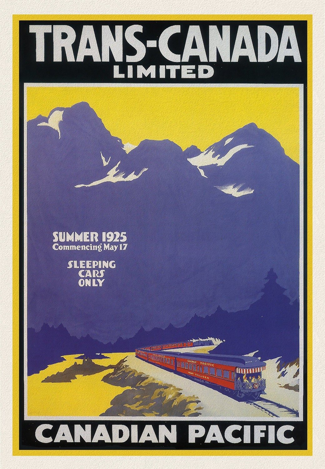 Trans Canada Ltd., Canadian Pacific, 1925, vintage poster on durable cotton canvas, 50 x 70 cm, 20 x 25" approx. - The Map Chest