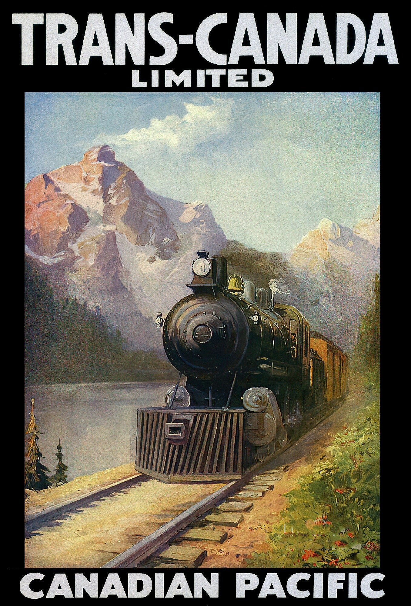 Trans - Canada Ltd., Canadian Pacific Ver. II vintage print on canvas, 50 x 70 cm, 20 x 25" approx. - The Map Chest