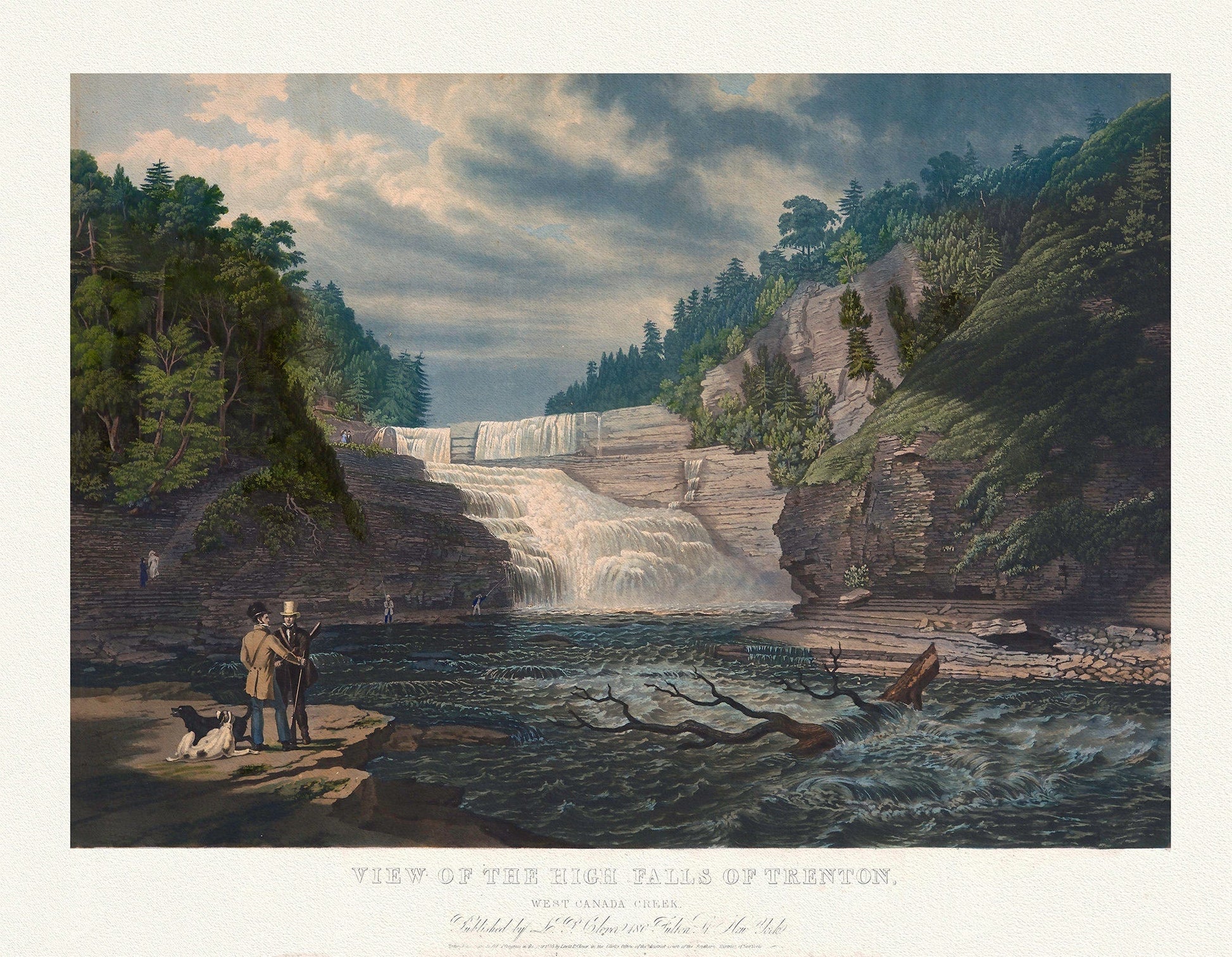 Trenton Falls, 1735, Bennet auth., map on durable cotton canvas, 50 x 70 cm, 20 x 25" approx. - The Map Chest
