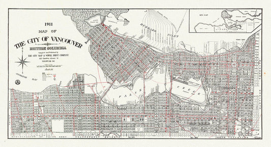 Vancouver, A City Map, 1911 , map on heavy cotton canvas, 45 x 65 cm, 18 x 24" approx. - The Map Chest